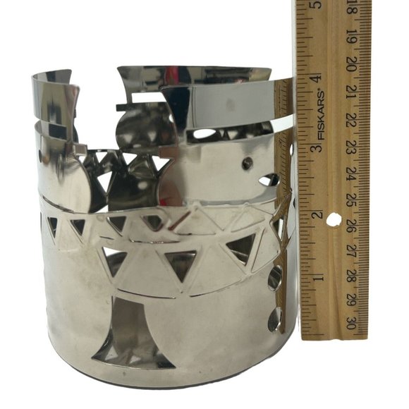 YANKEE CANDLE FESTIVE CHROME SNOWMAN JAR CANDLE HOLDER SLEEVE METAL Holiday - Picture 3 of 4